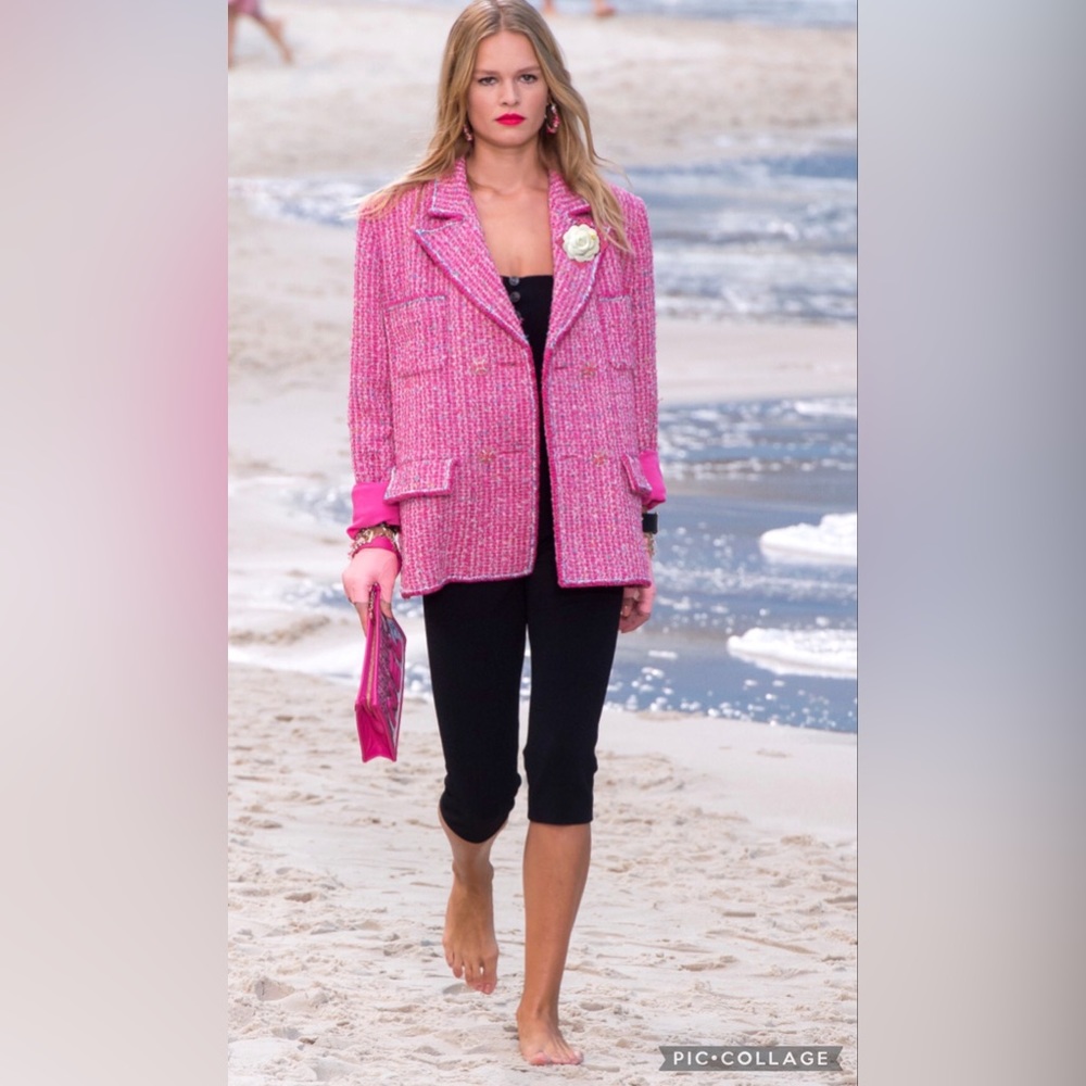 Authentic Chanel white Camille flower with gold CC bead